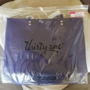 New thirty one purple faux leather tote